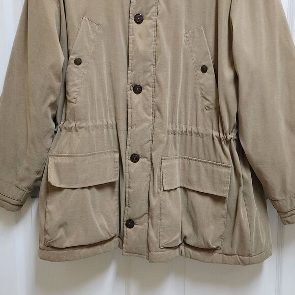 GH Bass Jacket Men Sz M Khaki Green Button Quilted Utility Field Chore Barn Coat - Picture 4 of 16